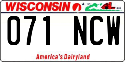 WI license plate 071NCW