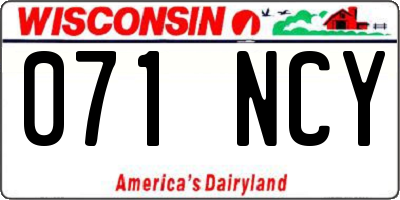 WI license plate 071NCY