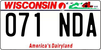 WI license plate 071NDA
