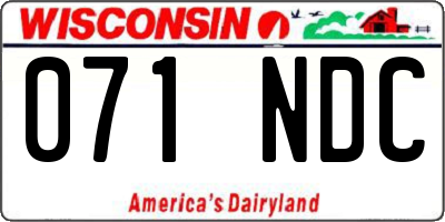 WI license plate 071NDC