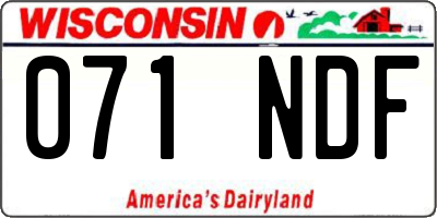 WI license plate 071NDF