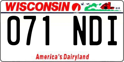 WI license plate 071NDI