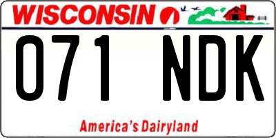 WI license plate 071NDK
