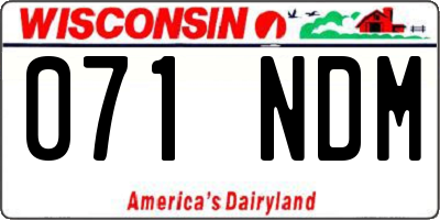 WI license plate 071NDM