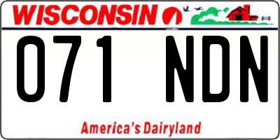 WI license plate 071NDN