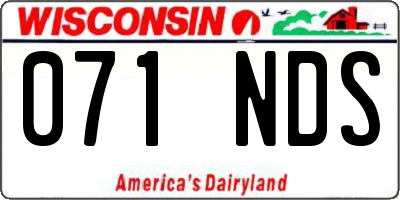 WI license plate 071NDS
