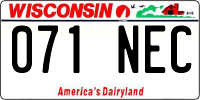 WI license plate 071NEC