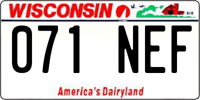 WI license plate 071NEF