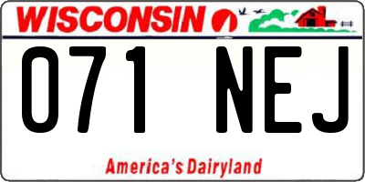 WI license plate 071NEJ