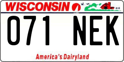 WI license plate 071NEK