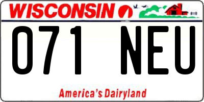 WI license plate 071NEU