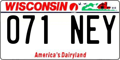 WI license plate 071NEY