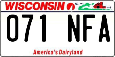 WI license plate 071NFA