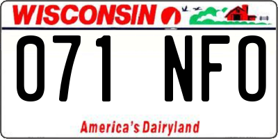 WI license plate 071NFO
