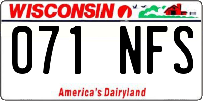 WI license plate 071NFS