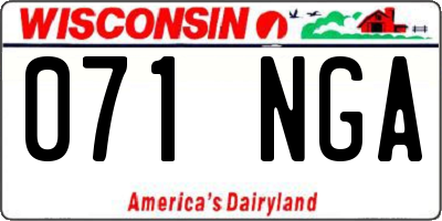 WI license plate 071NGA