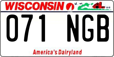 WI license plate 071NGB