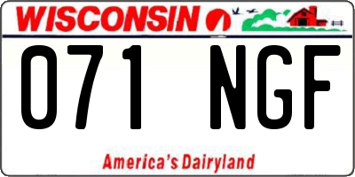 WI license plate 071NGF