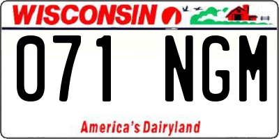WI license plate 071NGM