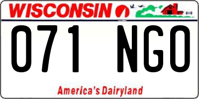 WI license plate 071NGO
