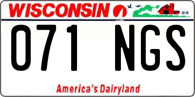 WI license plate 071NGS