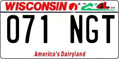 WI license plate 071NGT