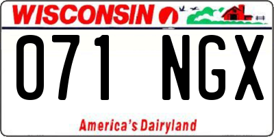 WI license plate 071NGX