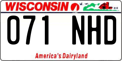 WI license plate 071NHD