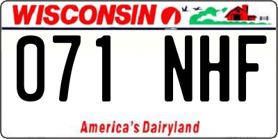 WI license plate 071NHF