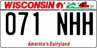 WI license plate 071NHH