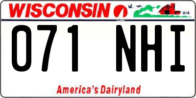 WI license plate 071NHI