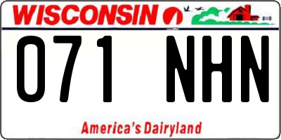 WI license plate 071NHN