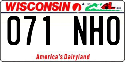 WI license plate 071NHO
