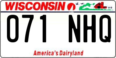 WI license plate 071NHQ