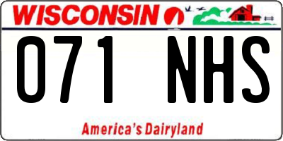 WI license plate 071NHS