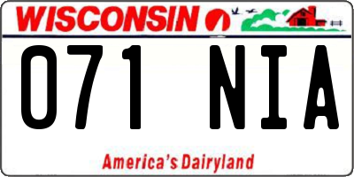 WI license plate 071NIA