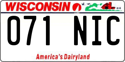 WI license plate 071NIC