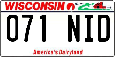 WI license plate 071NID