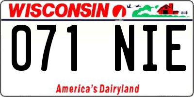 WI license plate 071NIE