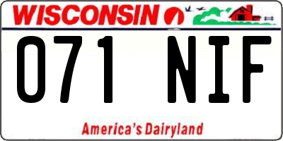 WI license plate 071NIF
