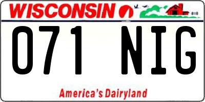 WI license plate 071NIG