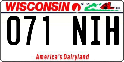 WI license plate 071NIH