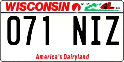 WI license plate 071NIZ