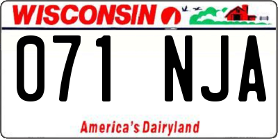 WI license plate 071NJA