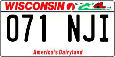 WI license plate 071NJI