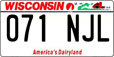 WI license plate 071NJL