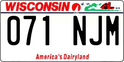 WI license plate 071NJM