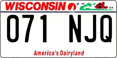 WI license plate 071NJQ