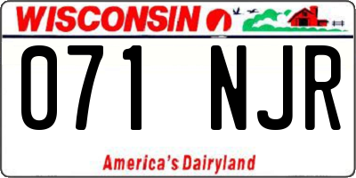 WI license plate 071NJR