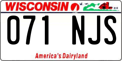 WI license plate 071NJS